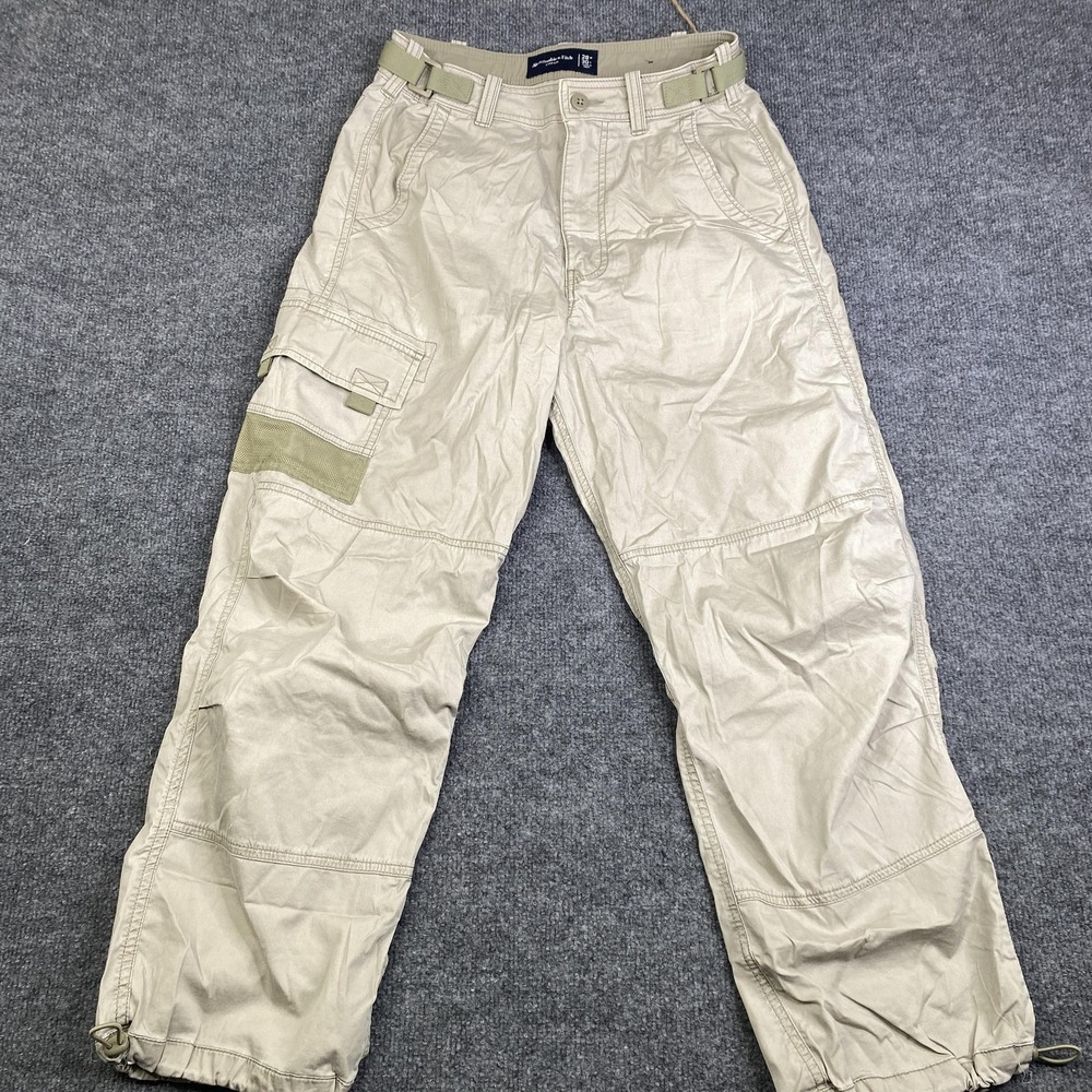 Abercrombie & Fitch Cargo Pants Mens 28x30 Beige Stretch Adjustable Waist Para